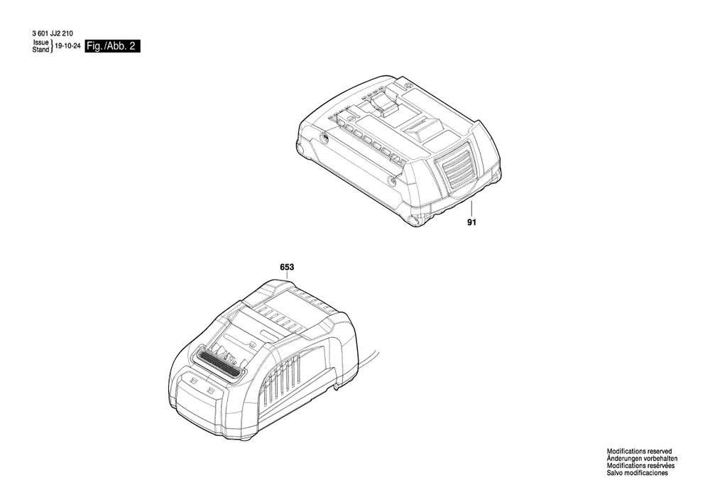 Page 2 Diagram and Parts List for 3601JJ2210 Bosch Wrench