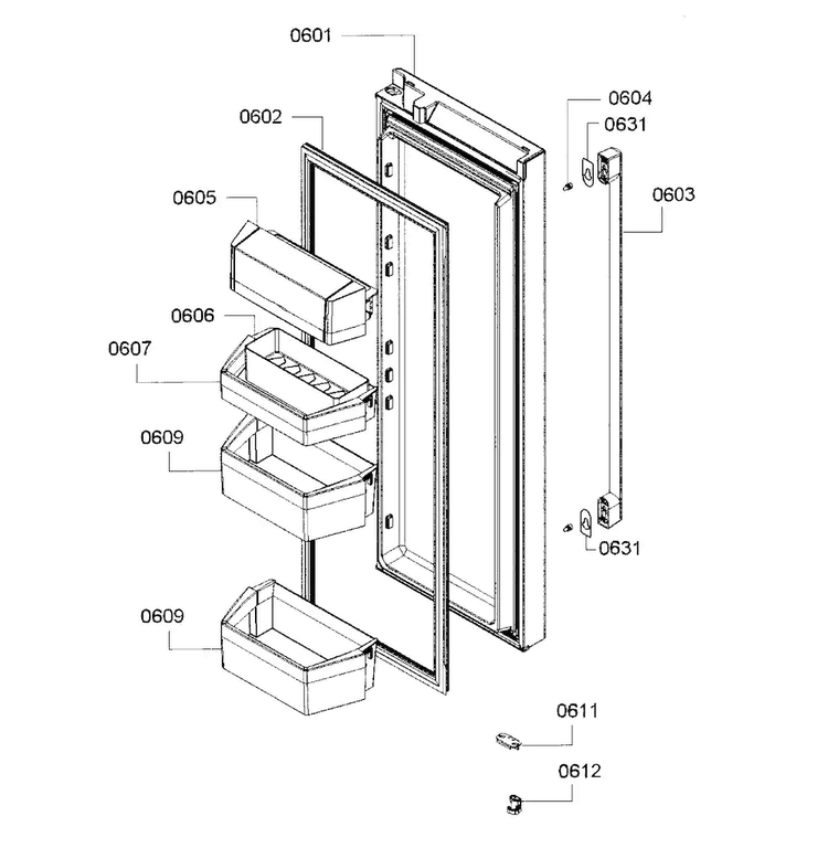 Fridge Door 2 Diagram and Parts List for 04 Bosch Refrigerator