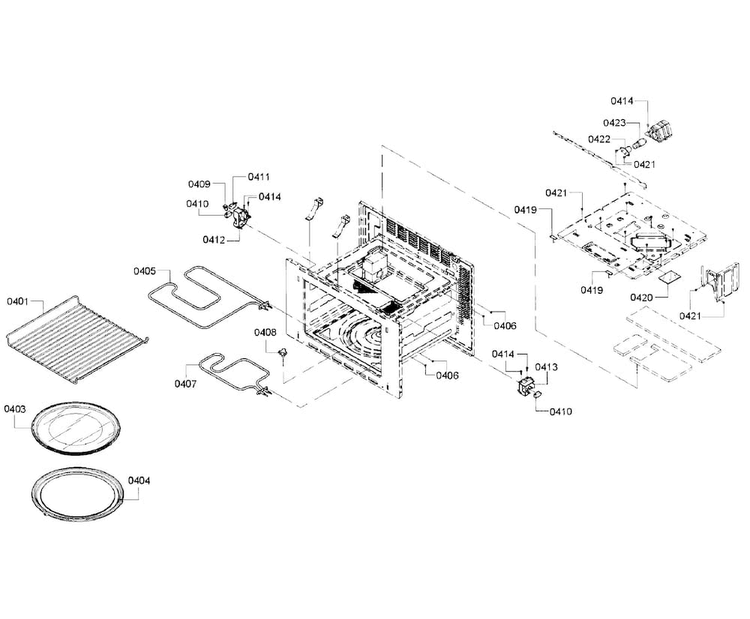 Cavity Diagram and Parts List for 01 Bosch Microwave