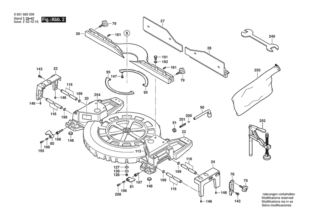Section 2 Diagram and Parts List for  Bosch Miter Saw