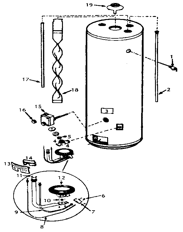 Replacement Parts Diagram and Parts List for 153333730  Kenmore Water Heater