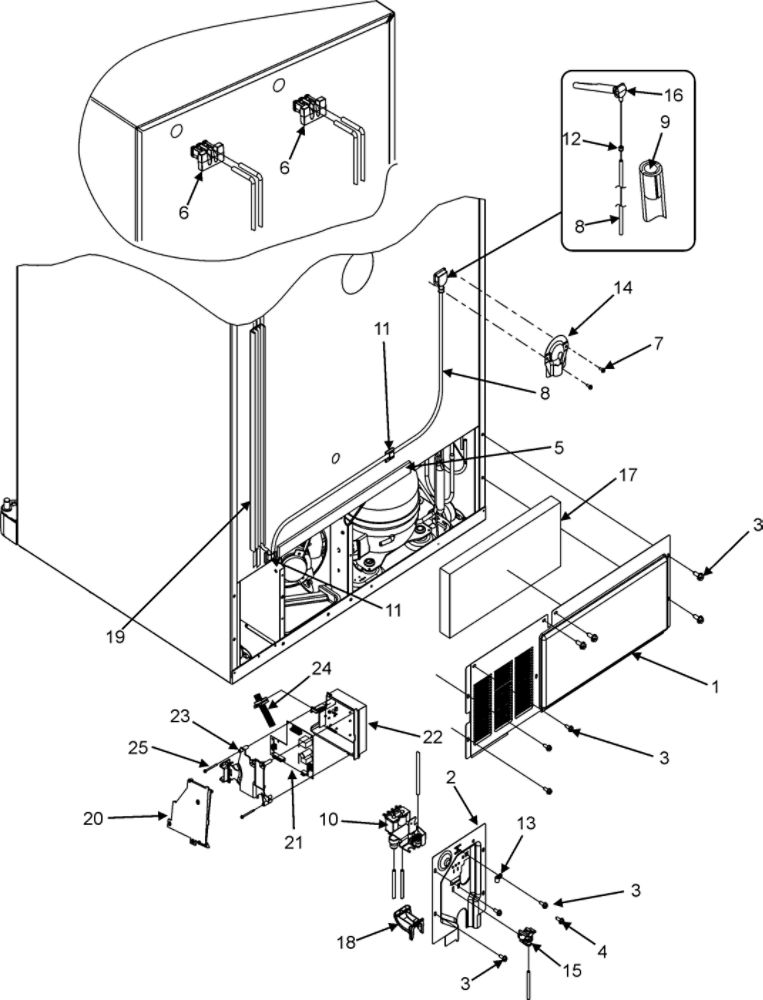 Cabinet Back Diagram and Parts List for RY4951  Gaggenau Refrigerator