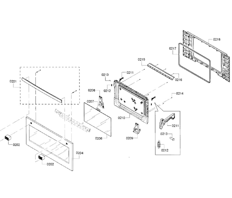 Door Diagram and Parts List for 01 Bosch Microwave