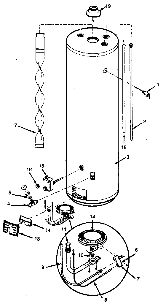 Replacement Parts Diagram and Parts List for 153333411  Kenmore Water Heater