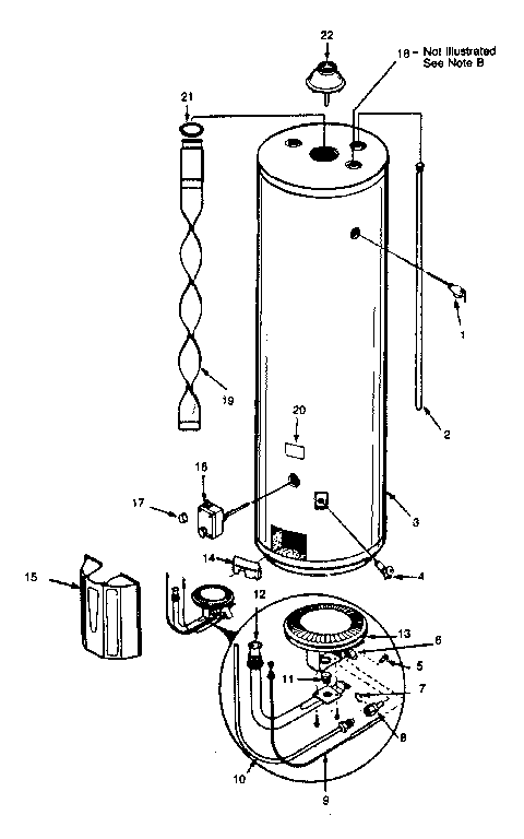 Replacement Parts Diagram and Parts List for 153332570  Kenmore Water Heater