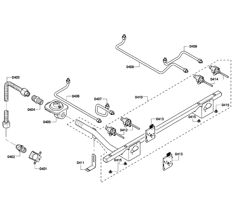 Manifold Assy Diagram and Parts List for PRD304GHU 03 Thermador Range
