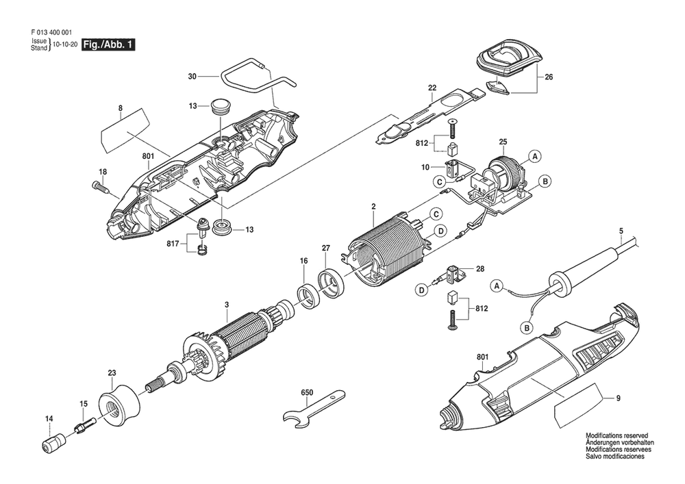Diagram 1 Diagram and Parts List for F013400006 Bosch Hammer Drill