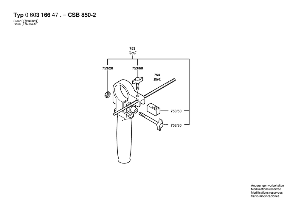 Section 2 Diagram and Parts List for 0603166471 Bosch Hammer Drill