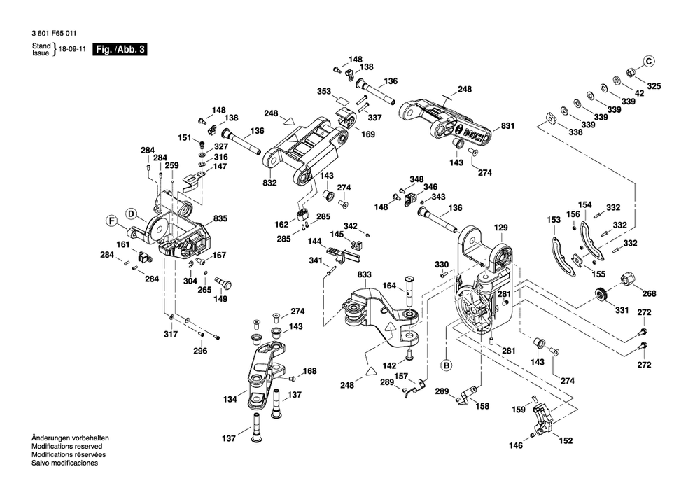 Page C Diagram and Parts List for 3601F65011 Bosch Miter Saw