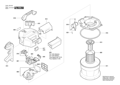 Section 1 Diagram and Parts List for  Bosch Utility Vacuum