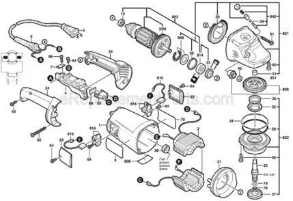 Page A Diagram and Parts List for 0601752039 Bosch Angle Grinder