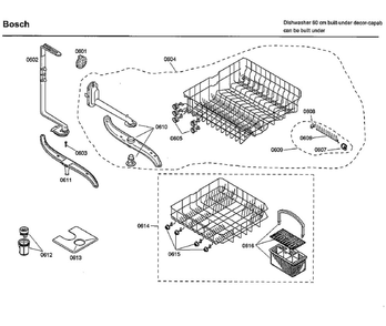 Bakets Diagram and Parts List for SHU33A06UC 22 Bosch Dishwasher