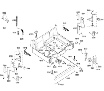 Base Diagram and Parts List for SHU43C02UC 22 Bosch Dishwasher