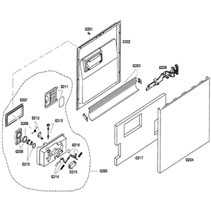 Door Diagram and Parts List for SHU43C02UC 22 Bosch Dishwasher