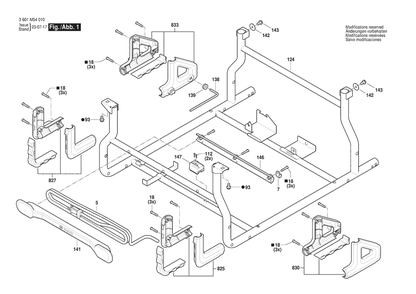 Diagram 1 Diagram and Parts List for 3601M54010 Bosch Table Saw