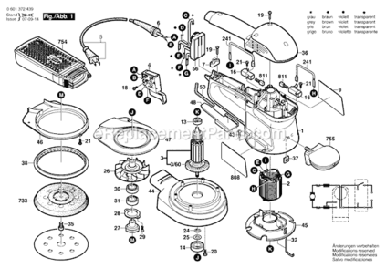 Page A Diagram and Parts List for 0601372439 Bosch Orbital or Palm Sander