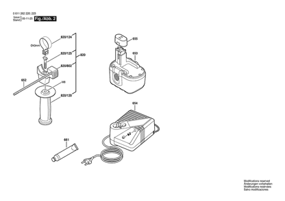 Section 2 Diagram and Parts List for 0611262223 Bosch Hammer Drill