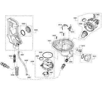 Pump Assy Diagram and Parts List for 01 Bosch Dishwasher