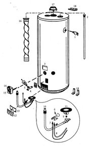 Water Heater Diagram and Parts List for 153333933  Kenmore Water Heater