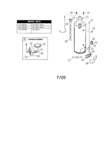 Water Heater Diagram and Parts List for 153336362  Kenmore Water Heater