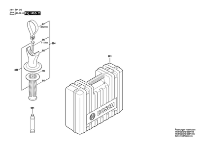 Page 2 Diagram and Parts List for 3611B64012 Bosch Demolition Hammer