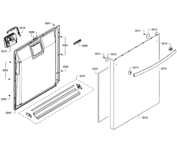 Door Assy Diagram and Parts List for SHX3AR72UC 06 Bosch Dishwasher
