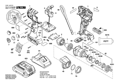 Page 1 Diagram and Parts List for 3601JJ0210 Bosch Wrench
