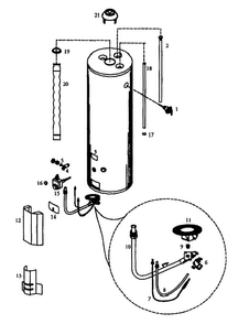 Main Assembly Diagram and Parts List for 153336451  Kenmore Water Heater