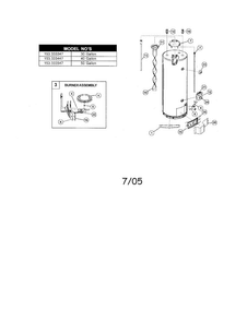 Water Heater Diagram and Parts List for 153333447  Kenmore Water Heater