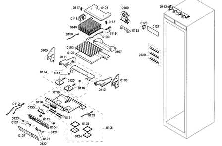 Freezer Assy Diagram and Parts List for T24IR70NSP 27 Thermador Refrigerator