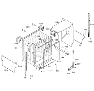 Cabinet Assy Diagram and Parts List for SHV46C13UC 46 Bosch Dishwasher