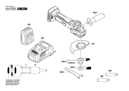 Page 2 Diagram and Parts List for 3601JH9011 Bosch Angle Grinder
