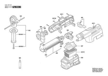 Section 2 Diagram and Parts List for 3601A7C610 Bosch Hammer Drill