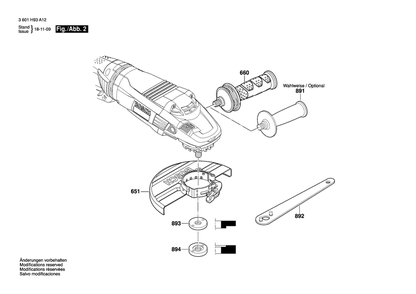 Diagram 2 Diagram and Parts List for 3 601 H93 A13 Bosch Angle Grinder