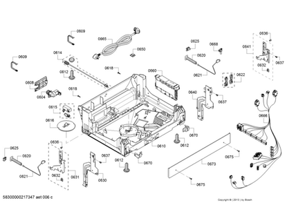 Base/Cable Harness/Power Cord Diagram and Parts List for 01 Bosch Dishwasher