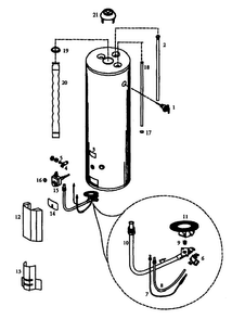Main Assembly Diagram and Parts List for 153336312  Kenmore Water Heater
