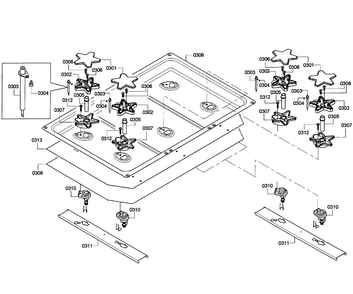 Burners Assy Diagram and Parts List for PRD366GHU 09 Thermador Range
