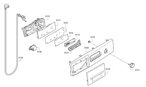 Control Panel Diagram and Parts List for 05 Bosch Washer