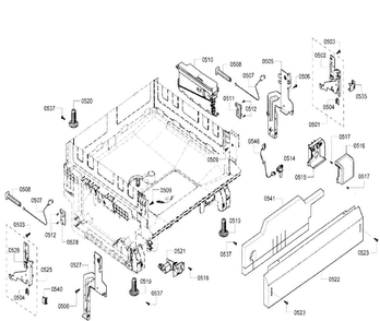 Base Assy Diagram and Parts List for 21 Bosch Dishwasher