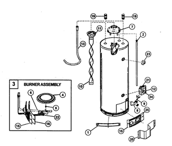 Water Heater Diagram and Parts List for 153336565  Kenmore Water Heater