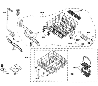 Rack Diagram and Parts List for SHU43C02UC 22 Bosch Dishwasher