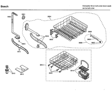 Rack Diagram and Parts List for SHU33A02UC 22 Bosch Dishwasher