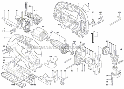 Page A Diagram and Parts List for 3601E8F010 Bosch Jig Saw