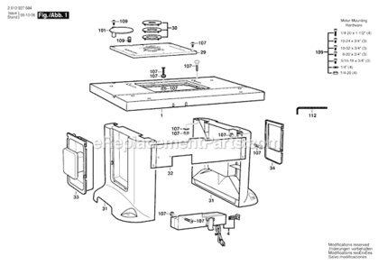 Page A Diagram and Parts List for 2610927684 Bosch Router