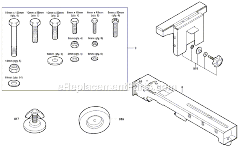 Page A Diagram and Parts List for 3601L12110 Bosch Miter Saw