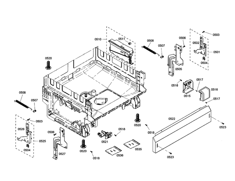 Base Diagram and Parts List for 01 Bosch Dishwasher