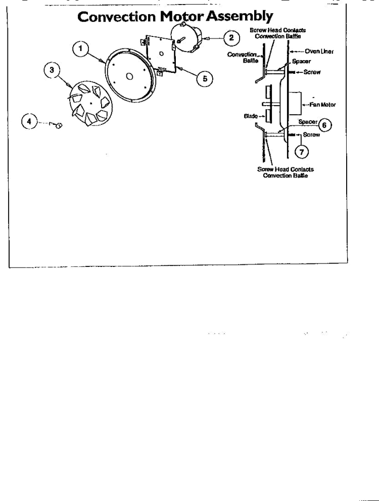 Convection Motor Assembly Diagram and Parts List for  Thermador Range