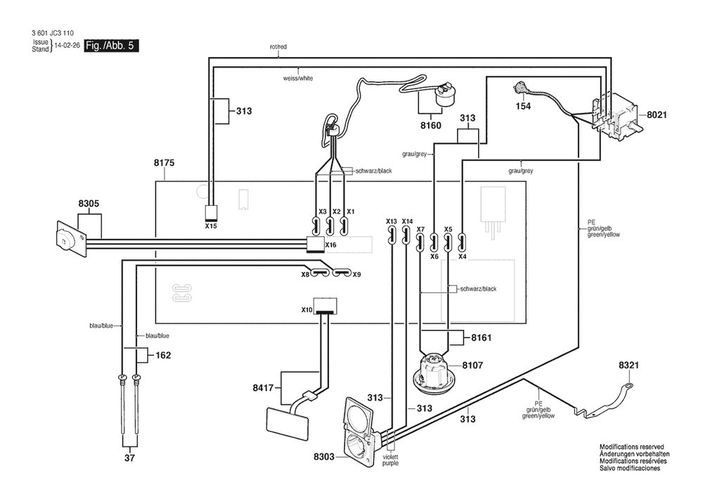 Section 5 Diagram and Parts List for 3601JC3111 Bosch Utility Vacuum