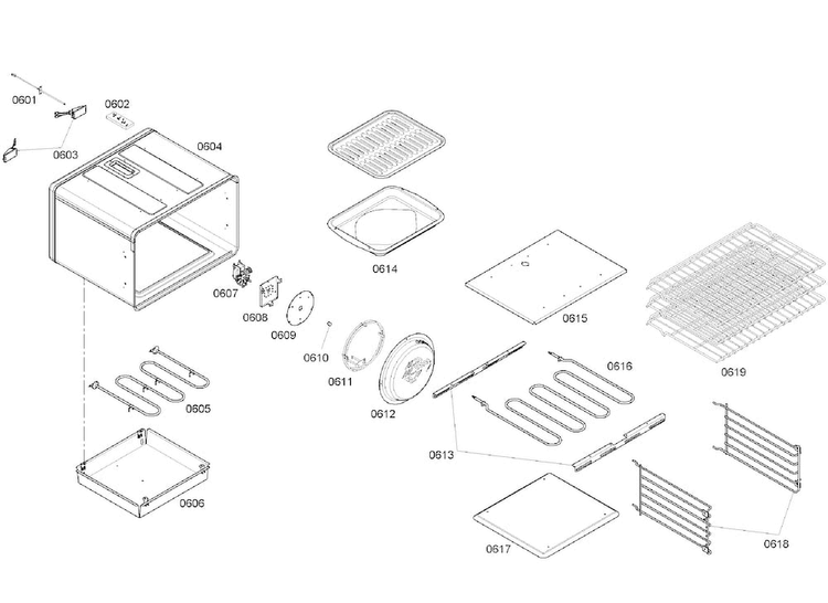 Oven Assy Diagram and Parts List for PD366BS 06 Thermador Range