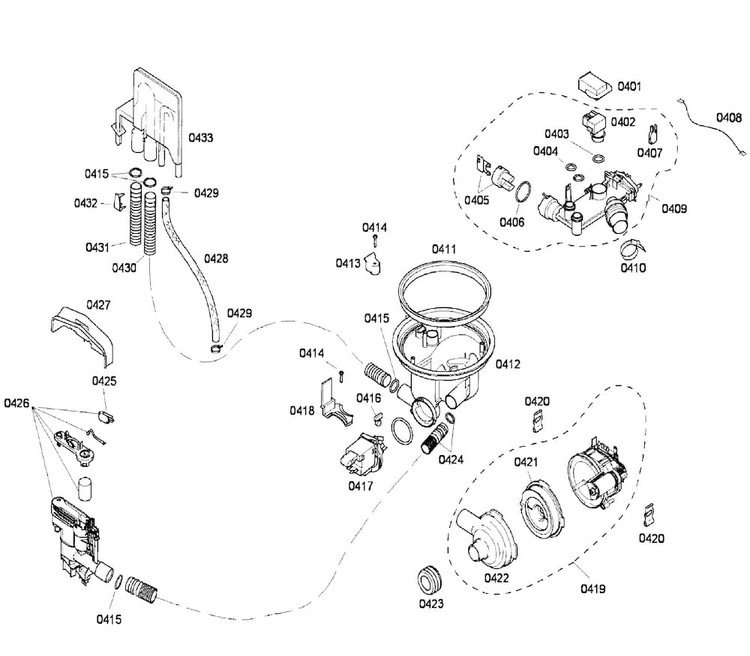 Pump Diagram and Parts List for SHU43C02UC 22 Bosch Dishwasher